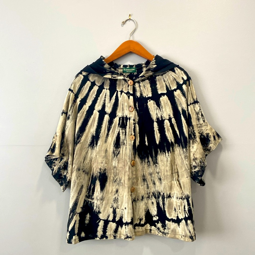 Kathmandu Imports Tye Dye Hooded Short Sleeve Poncho